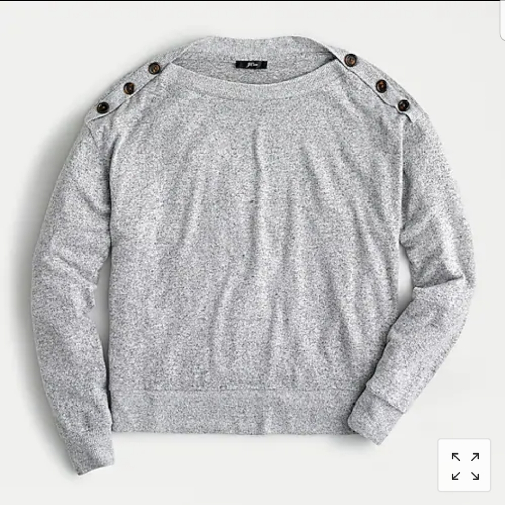 NWT J.Crew Supercozy Grey Button Shoulder Top M